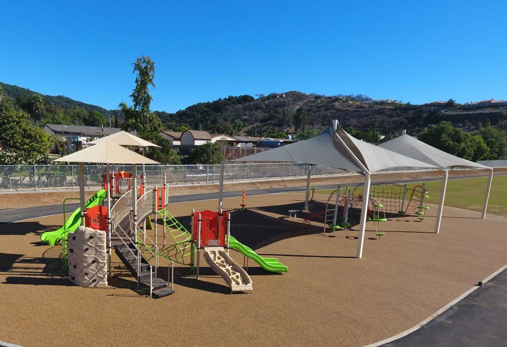 View of Playgrounds and Shade Structures