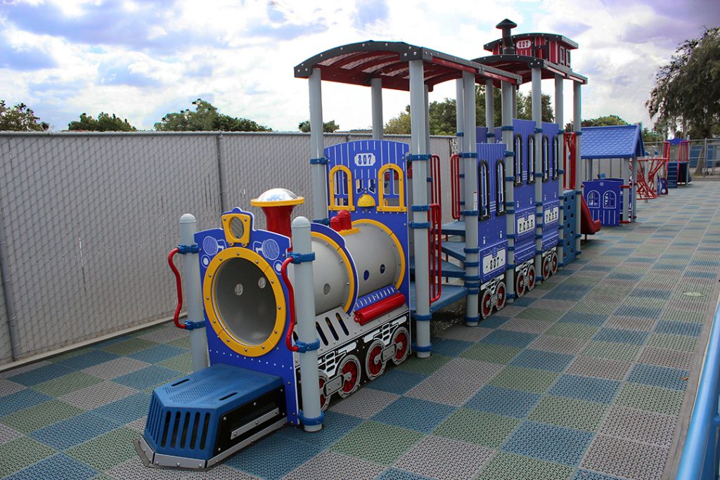 train themed playground equipment