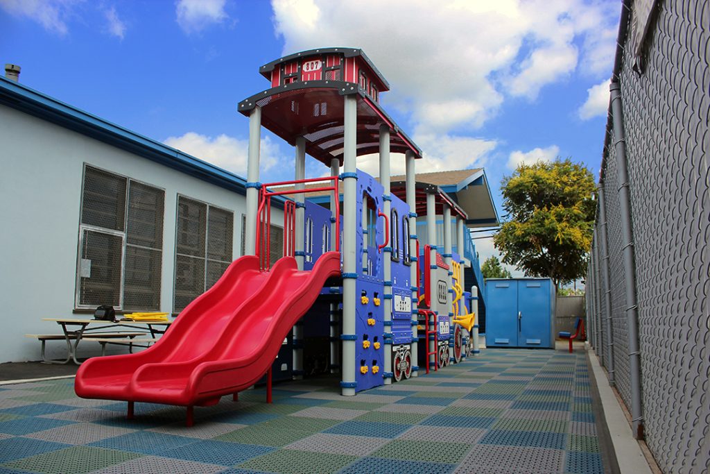 train themed playground equipment slide