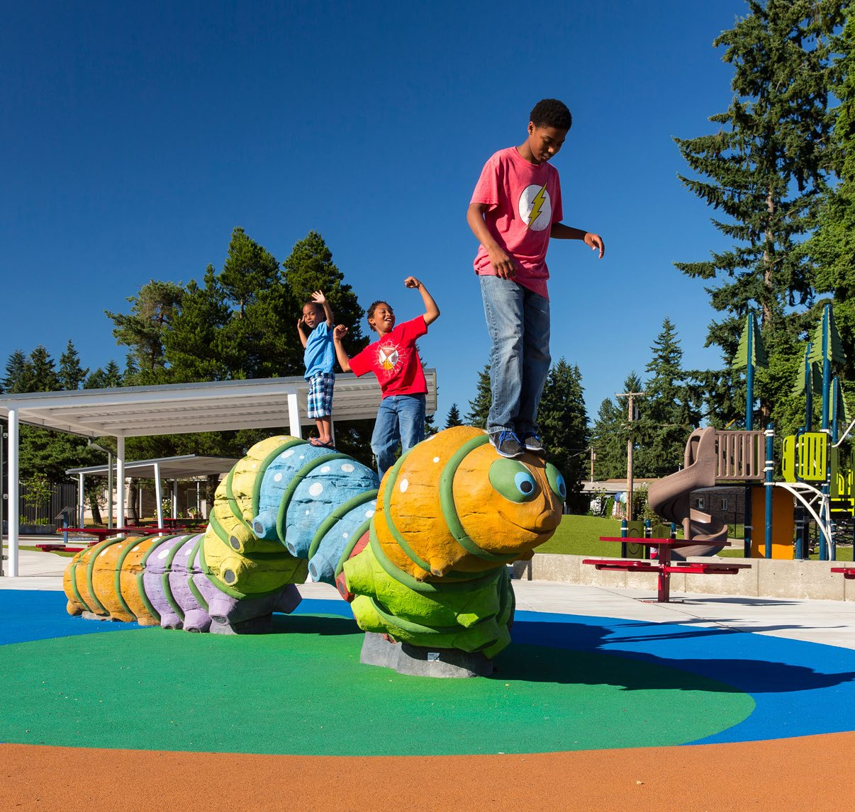 ID Sculpture giant caterpillar playground climber showcasing unique and imaginative play options