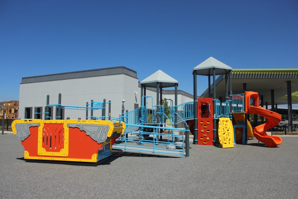 Inclusive playground equipment in Solis Park Elementary School Irvine CA